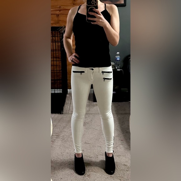 Rag & Bone Black Zippers on White Skinny Jeans Size 25 - Picture 7 of 7